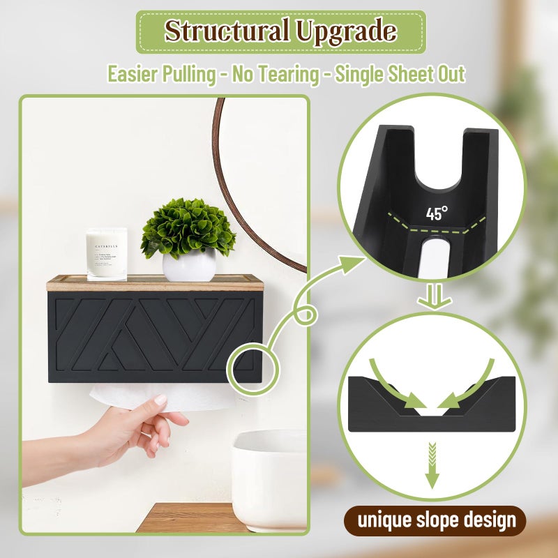Jorkol Paper Towel Dispenser Wall Mount, Paper Towel Holder Wall Mounted with Lid, Solid Wood Commercial C-Fold, Z-Fold, Trifold Hand Paper Towel Holder Dispenser Hand Towel Holder for Bathroom Kitchen Decor - Image 4