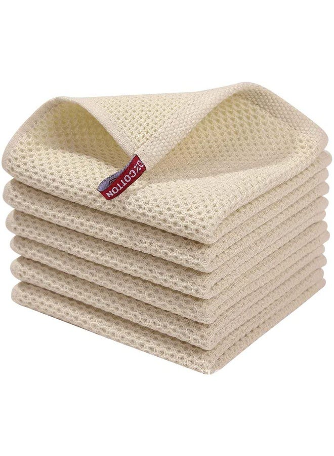 100% cotton waffle weave kitchen absorbent dishcloth, waffle tea towel super soft absorbent quick dry dish towel, kitchen square 34x34 cm, pack of 4 (off-white) - Image 1