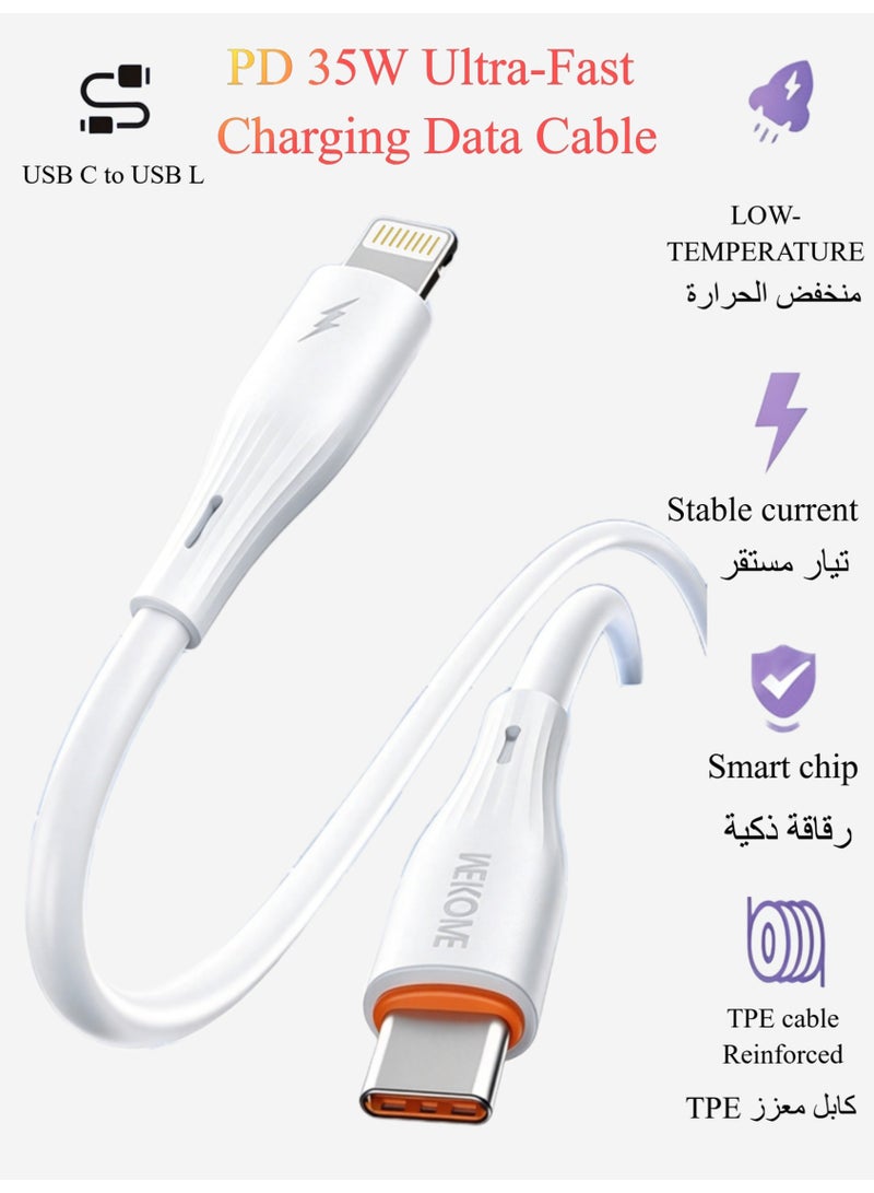 WEKOME 35W Max PD Fast Charging Type‑C to L Cable, Reinforced PVC Cord with Smart Chip, 480Mbps High Speed Data Transfer - Image 1