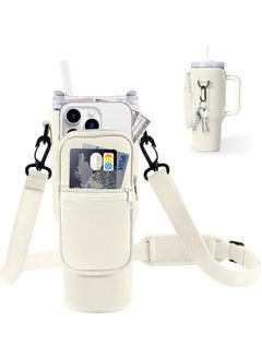 FLOWING Water Bottle Carrier Bag for Stanley 40oz Tumbler, Water Bottle Holder with Pouch and Adjustable Strap, Sleeve Accessories with Pocket for 40oz Cup  - Image 1