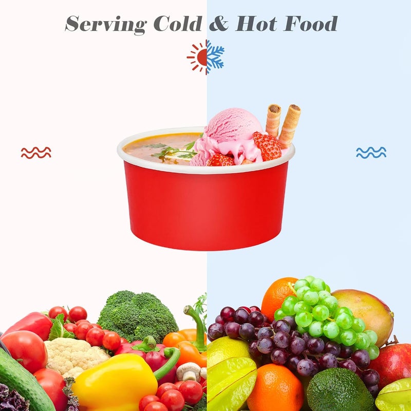 Aodaer 60 Pack 12 oz Disposable Paper Ice Cream Cups Colored Paper Ice Cream Bowls Snack Paper Bowls Dessert Bowls for Hot or Cold Food Party Supplies Treat Cups Serving Sundae, Frozen Yogurt, Soup - Image 4
