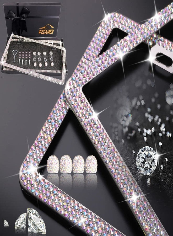 WEDAMER Bling License Plate Frames for Women (2Pack-Giftbox) Sparkly Rhinestone License Plate Frame Glitter Diamond License Plate Frame Bling Bedazzled Car Plate Frame Valentines Day Gifts for Women - Image 3