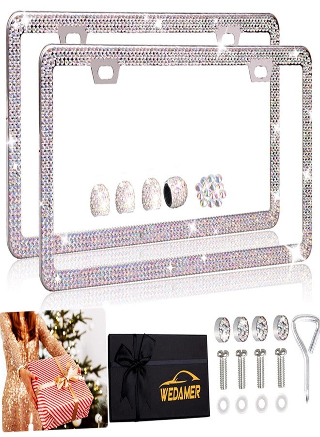 WEDAMER Bling License Plate Frames for Women (2Pack-Giftbox) Sparkly Rhinestone License Plate Frame Glitter Diamond License Plate Frame Bling Bedazzled Car Plate Frame Valentines Day Gifts for Women - Image 1