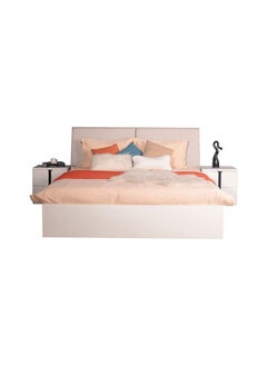 DANUBE HOME Palomeze King Bed Strong and Sturdy Modern Design Wooden Double Bed Furniture Quiet And Comfortable Bed Frame L189.2xW220.5xH110.5 Cm White / Black  - Image 1