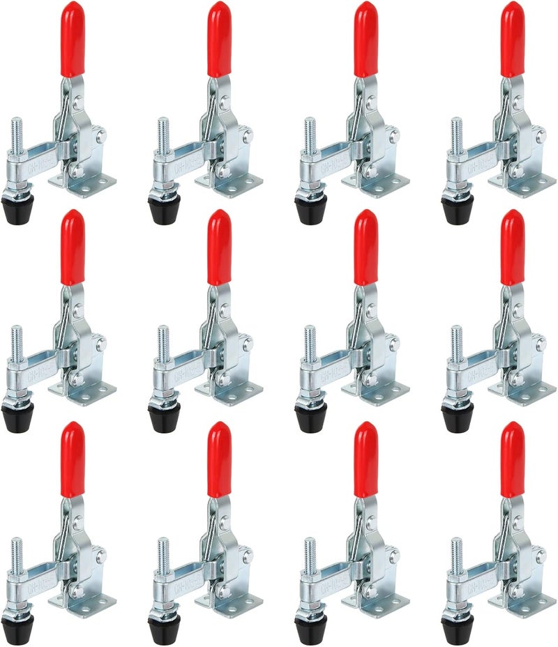Acrux7 12 Pack Toggle Clamp, Adjustable Hold Down Clamps for Woodworking 200lb Holding Capacity 102-B Style Vertical Quick Release Toggle Clamps for Smokers, Doors, Cabinets, Tool Boxes - Image 1