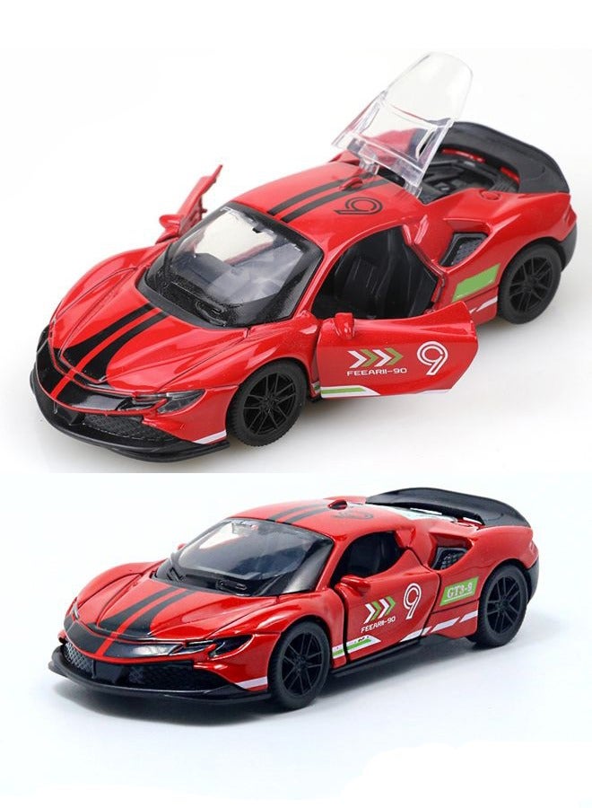 HALAMODO 1:36 Alloy Sports Car Model , Pull-Back Toy Car , Model Car for Kids Boy Girl Gift , Collectible Display ,Red/Black 12 cm*5 cm*3 cm - Image 1