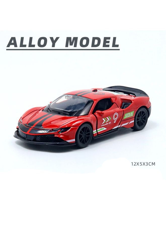 HALAMODO 1:36 Alloy Sports Car Model , Pull-Back Toy Car , Model Car for Kids Boy Girl Gift , Collectible Display ,Red/Black 12 cm*5 cm*3 cm - Image 2