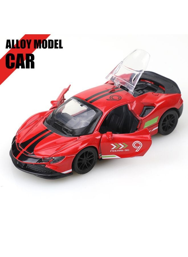 HALAMODO 1:36 Alloy Sports Car Model , Pull-Back Toy Car , Model Car for Kids Boy Girl Gift , Collectible Display ,Red/Black 12 cm*5 cm*3 cm - Image 3
