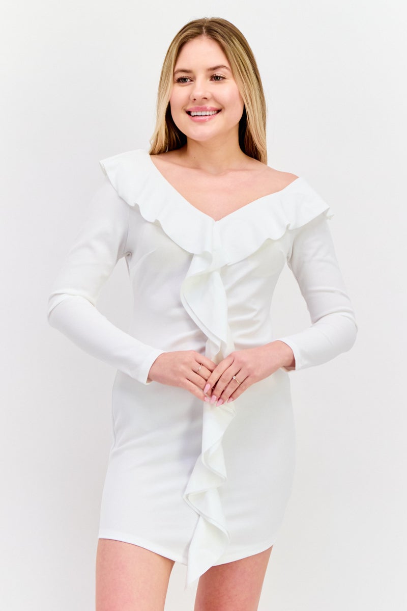 Asos Design Women Solid Mini Dress, White - Image 1