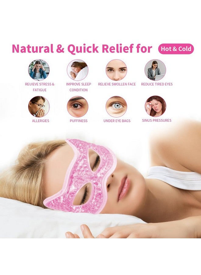 كونبيلا قناع تبريد للعين من كونبيلا، قناع جل للعين للاستخدام الساخن والبارد، قناع بارد للعينين المنتفختين، وجفاف العين، والصداع، والصداع النصفي، والجيوب الأنفية، والهالات السوداء (لونان ورديان) - Image 4