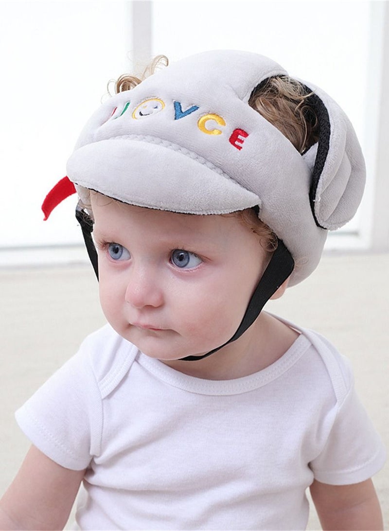 Loquat Baby Toddler Cap Helmet Head Protection Fashion Flannelette Size Adjustable Beige  - Image 1