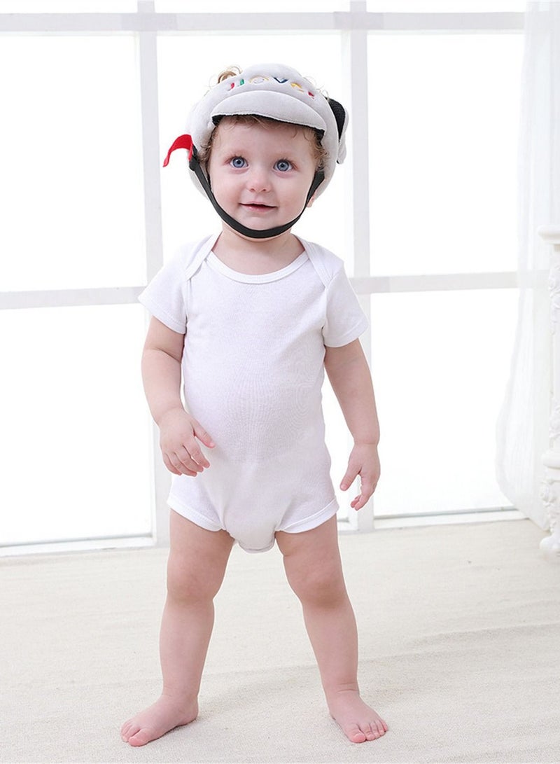 Loquat Baby Toddler Cap Helmet Head Protection Fashion Flannelette Size Adjustable Beige  - Image 4