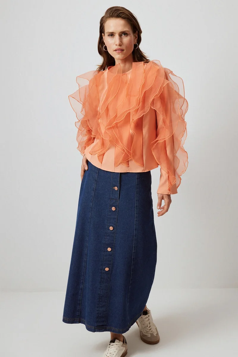 توتشي Flounce Crepe Tunic
