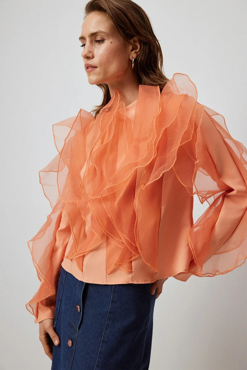 توتشي Flounce Crepe Tunic