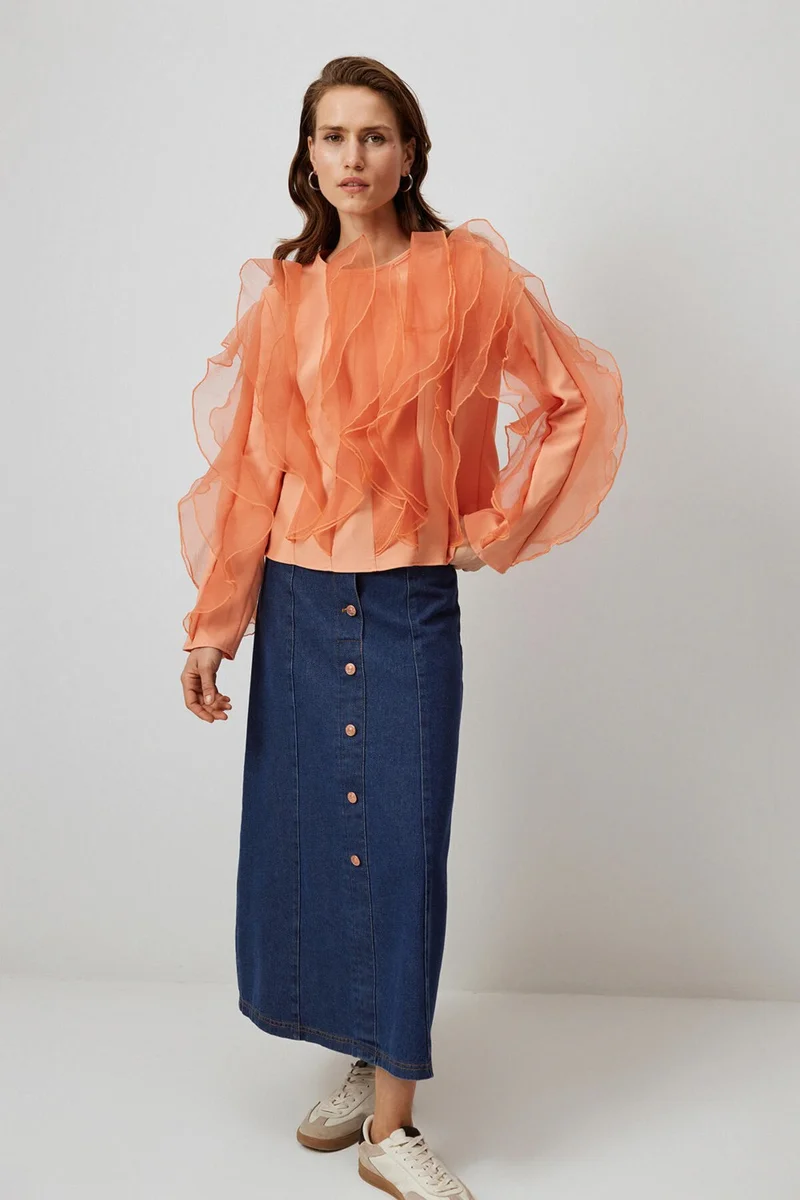 توتشي Flounce Crepe Tunic