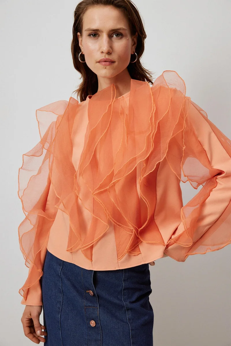 توتشي Flounce Crepe Tunic