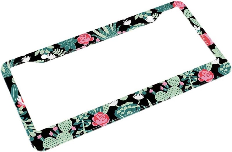 Beabes Tropical Cactus Pattern License Plate Frame - Image 4