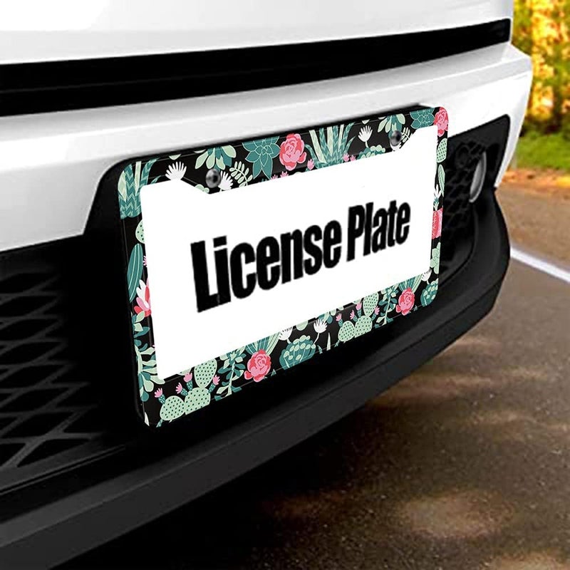 Beabes Tropical Cactus Pattern License Plate Frame - Image 5
