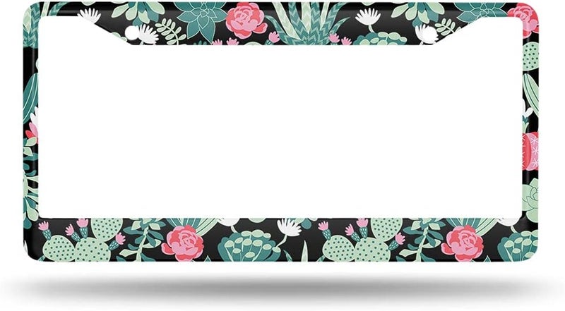 Beabes Tropical Cactus Pattern License Plate Frame - Image 2