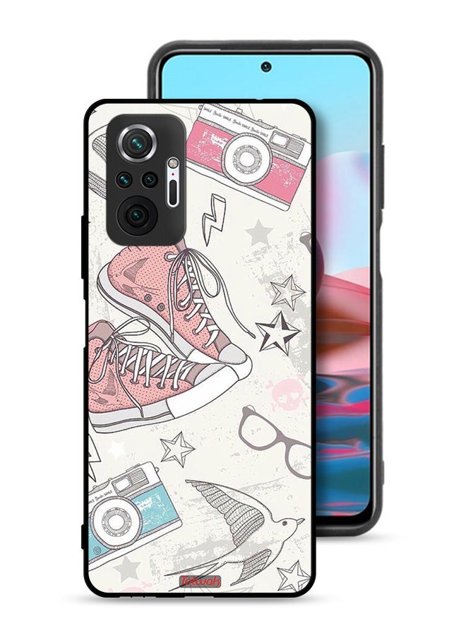 Tolwak Xiaomi Redmi Note 10 Pro 4G Protective Case Cover Canva Shoes And Camera Art - Image 1