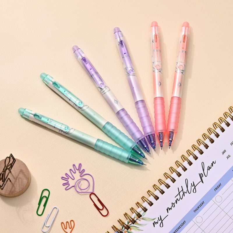 Temiary 12 Pcs Retractable Erasable Gel Pens, Gel Ink Pen with Eraser, 0.5 mm Fine Point Smooth Writing for Journaling Note Taking Crossword Puzzles (Blue Ink) - Image 5