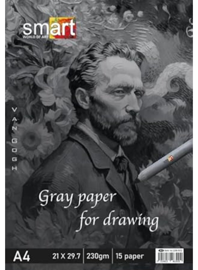 Smart for Art Drawing Sketch A4 Grey Paper 15 Sheets - Grey - Image 1