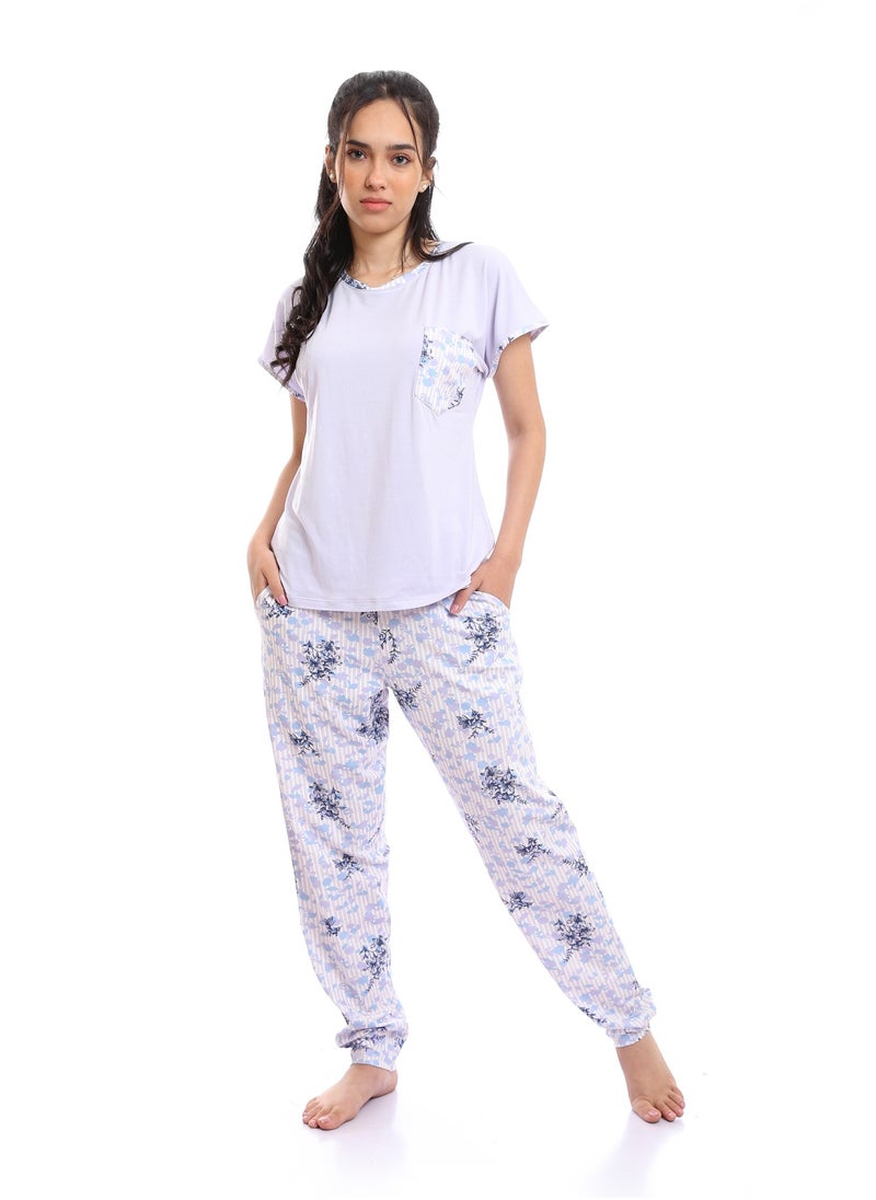 REDCOTTON Red Cotton- Women's Capri Pajama Set-purple  - Image 1