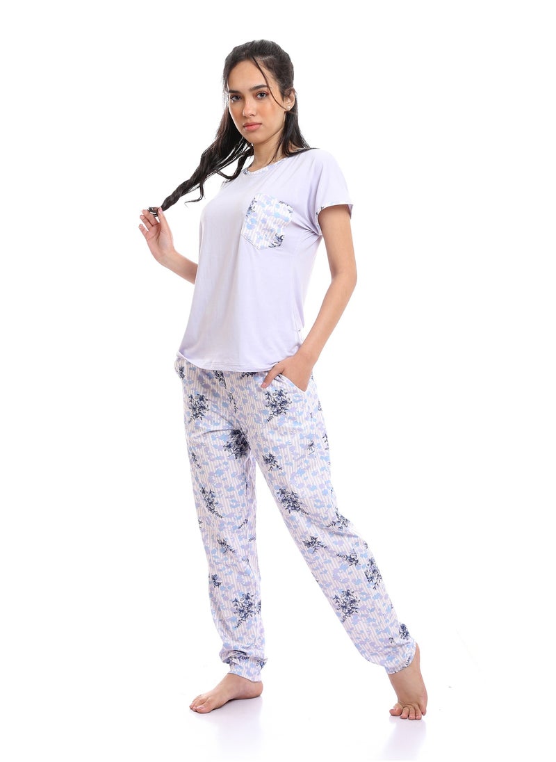 REDCOTTON Red Cotton- Women's Capri Pajama Set-purple  - Image 3