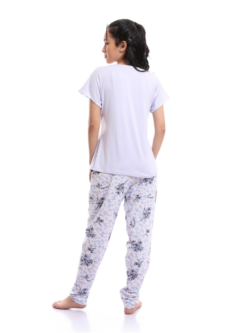 REDCOTTON Red Cotton- Women's Capri Pajama Set-purple  - Image 2