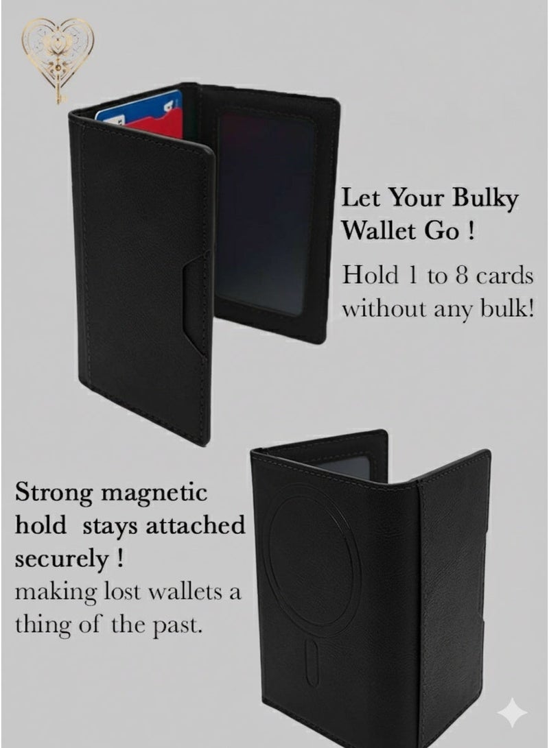 كيامور حامل بطاقات هاتف جلدي اسود مغناطيسي مع حامل مقاوم للصدمات، جيب حامل بطاقات ثلاثي الطي قابل للفصل مغناطيسي متوافق مع محفظة MagSafe متوافق مع سلسلة iPhone 16/15/14/13/12 - Image 5