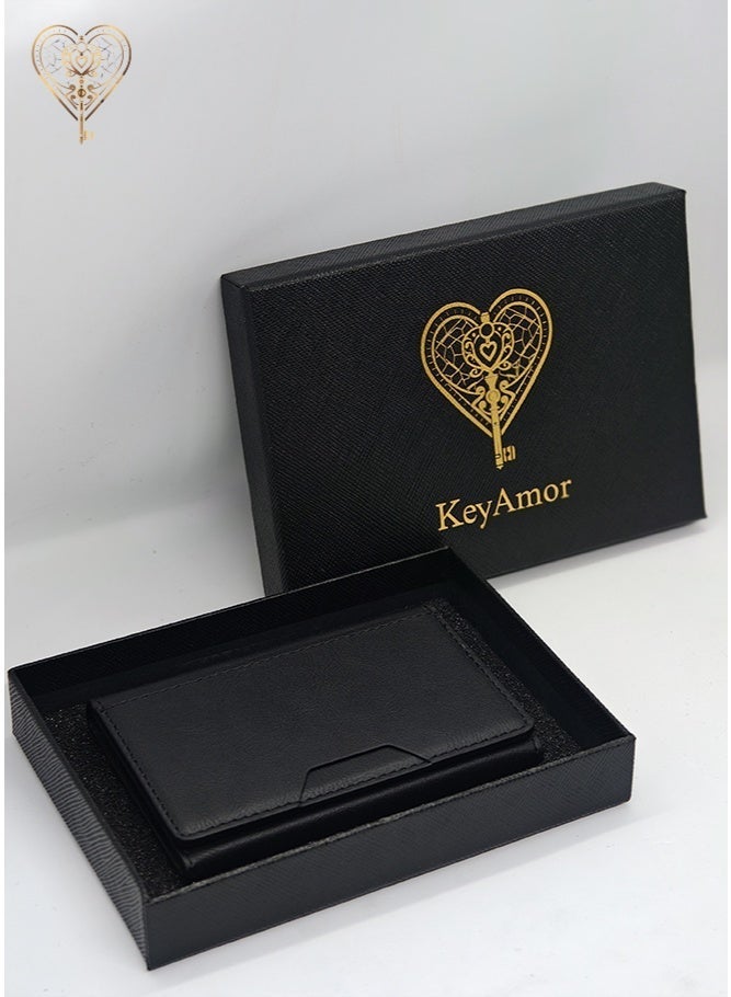 كيامور حامل بطاقات هاتف جلدي اسود مغناطيسي مع حامل مقاوم للصدمات، جيب حامل بطاقات ثلاثي الطي قابل للفصل مغناطيسي متوافق مع محفظة MagSafe متوافق مع سلسلة iPhone 16/15/14/13/12 - Image 2