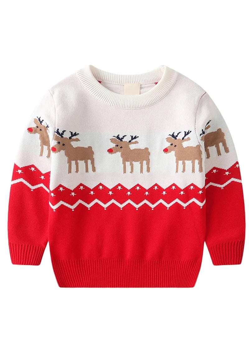 Generic SAPS Christmas Themed Reindeer Printed Pullover - Red  - Image 1