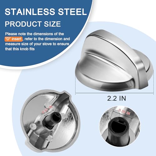 Fetechmate WB03T10325 Heavy Metal Knobs Compatible with G.E Cooktop Burner Stove Control Knobs Replace 2691864 AP5690210 PS3510510 EAP3510510 (5 Pack) - Image 2