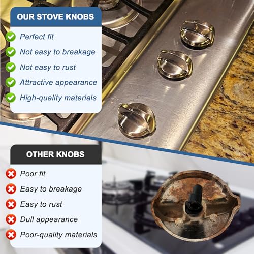 Fetechmate WB03T10325 Heavy Metal Knobs Compatible with G.E Cooktop Burner Stove Control Knobs Replace 2691864 AP5690210 PS3510510 EAP3510510 (5 Pack) - Image 5