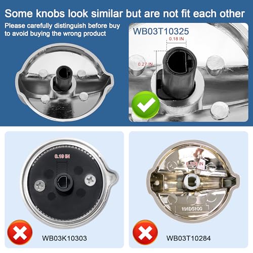 Fetechmate WB03T10325 Heavy Metal Knobs Compatible with G.E Cooktop Burner Stove Control Knobs Replace 2691864 AP5690210 PS3510510 EAP3510510 (5 Pack) - Image 3