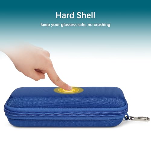 Tangoner Double Eyeglasses Case Hard Shell Dual Sunglasses Organizer with Zipper Closure Travel Eyewear Storage for Vehicle holds 2 Pairs of Glasses, Blue - Image 5