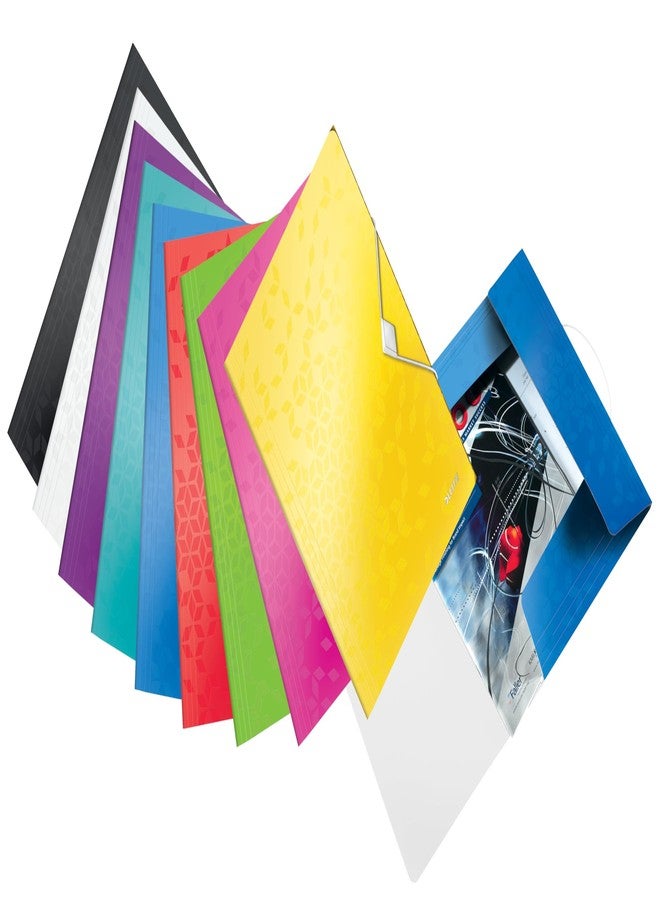 ليتز مجلد ملفات فاخر من ليتز واو بي بي بثلاثة أغطية مع إغلاق مطاطي، لون وردي معدني (سعة 150 ورقة) - Image 4