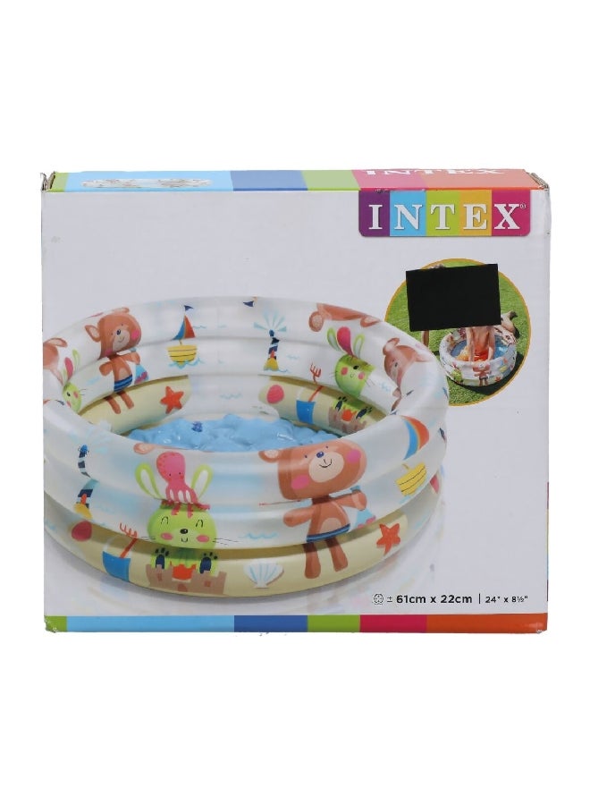 انتكس 57106 حمام سباحة للأطفال دائري قابل للنفخ بثلاث حلقات من البي في سي متعدد الألوان 22 × 61 × 61 سم - Image 2