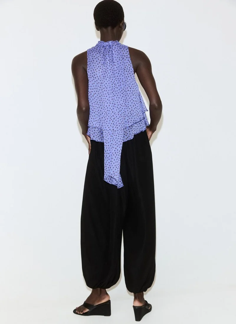 Mango Ruffles Polka Dot Blouse