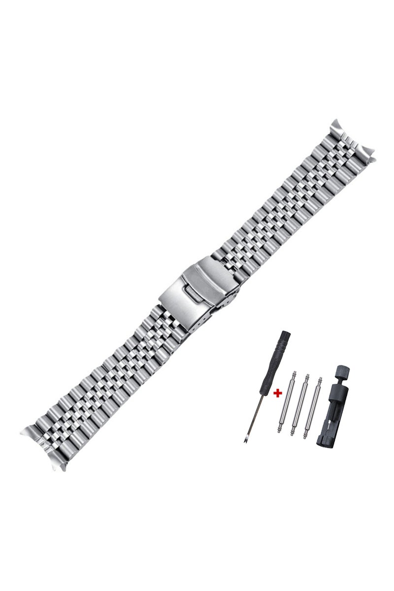 22mm type2 Silver Solid Stainless Steel Watch Strap for 5 SKX009/007 for Jubilee Curved End Watch B