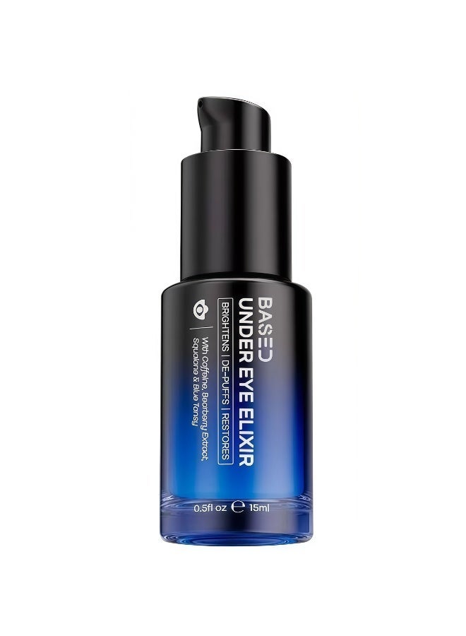 Based Under Eye Elixir - Caffeine Eye Serum for Dark Circles & Puffiness, with Bearberry Extract, Squalane & Blue Tansy, Anti-Aging Under Eye Cream for Fine Lines 15ml - Image 1