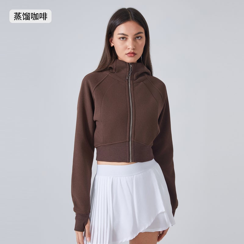 Generic Autumn Winter Slim Fit Hoodie Zip Casual Yoga Jacket DAW137 Distilled coffee 