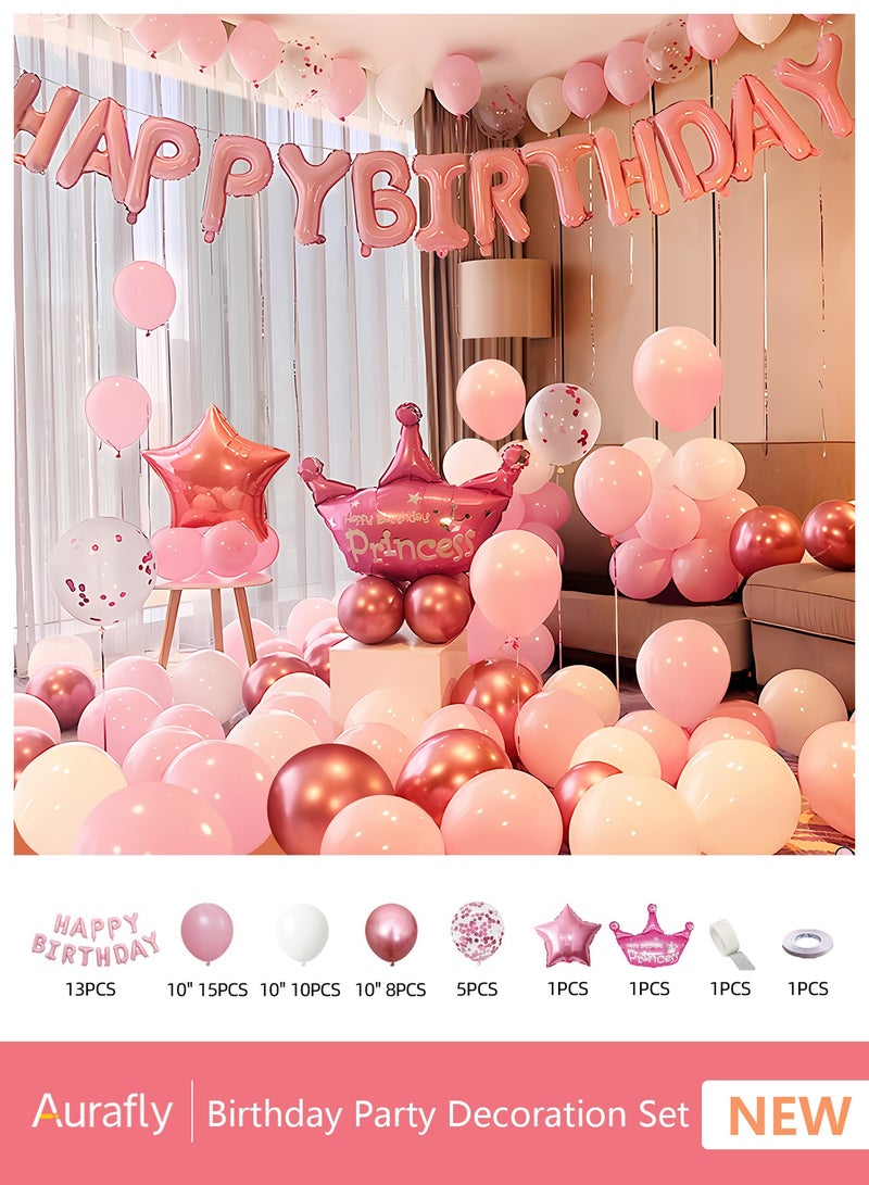Aurafly Birthday Party Decoration Balloon Set，Includes Happy Birthday Balloon Banner, Foil Balloons, Sequin Balloons, Traceless Glue and Ribbon，Birthday Party Decorations and Supplies - Image 1