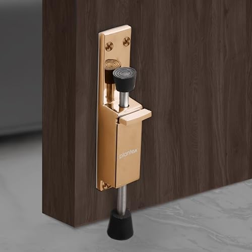 Plantex Kickdown Door Stopper Spring Loaded Telescopic Step On/Off Door Stopper Rubber, Adjustable Heavy Duty Door Locks Holder Stops/Release by Foot/Door Stops - Pack of 1 (Rose Gold) - Image 1