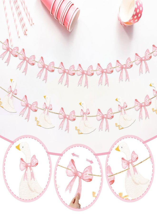 تاوباري مجموعة من قطعتين من لافتة عيد ميلاد أوزة مضحكة من TaoBary، لافتة موضوع أوزة، ديكور حفل عيد الميلاد الأول لحفل استقبال المولود الجديد، لوازم حفلات الفتيات (وردي) - Image 3