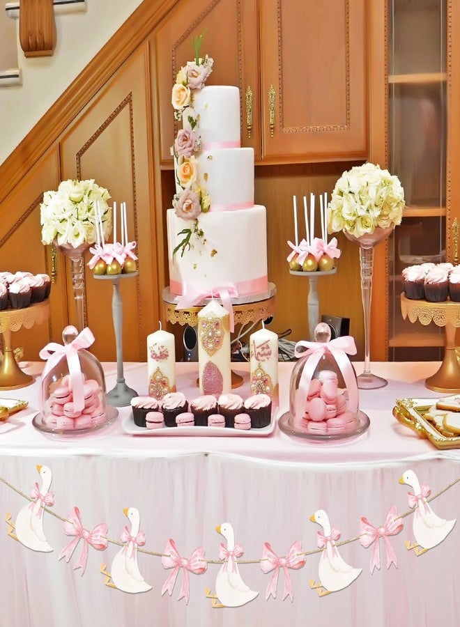 تاوباري مجموعة من قطعتين من لافتة عيد ميلاد أوزة مضحكة من TaoBary، لافتة موضوع أوزة، ديكور حفل عيد الميلاد الأول لحفل استقبال المولود الجديد، لوازم حفلات الفتيات (وردي) - Image 5