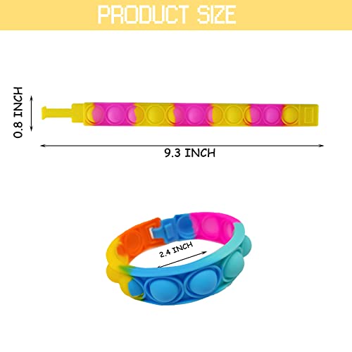 HENXING 60Pcs Pop Bracelet Bubble Fidget Toys Hand Finger Press Multicolor Silicone Wristband Toy for Classroom Prizes Stress Reliever Fidget Bulk for Kids and Adults - Image 5