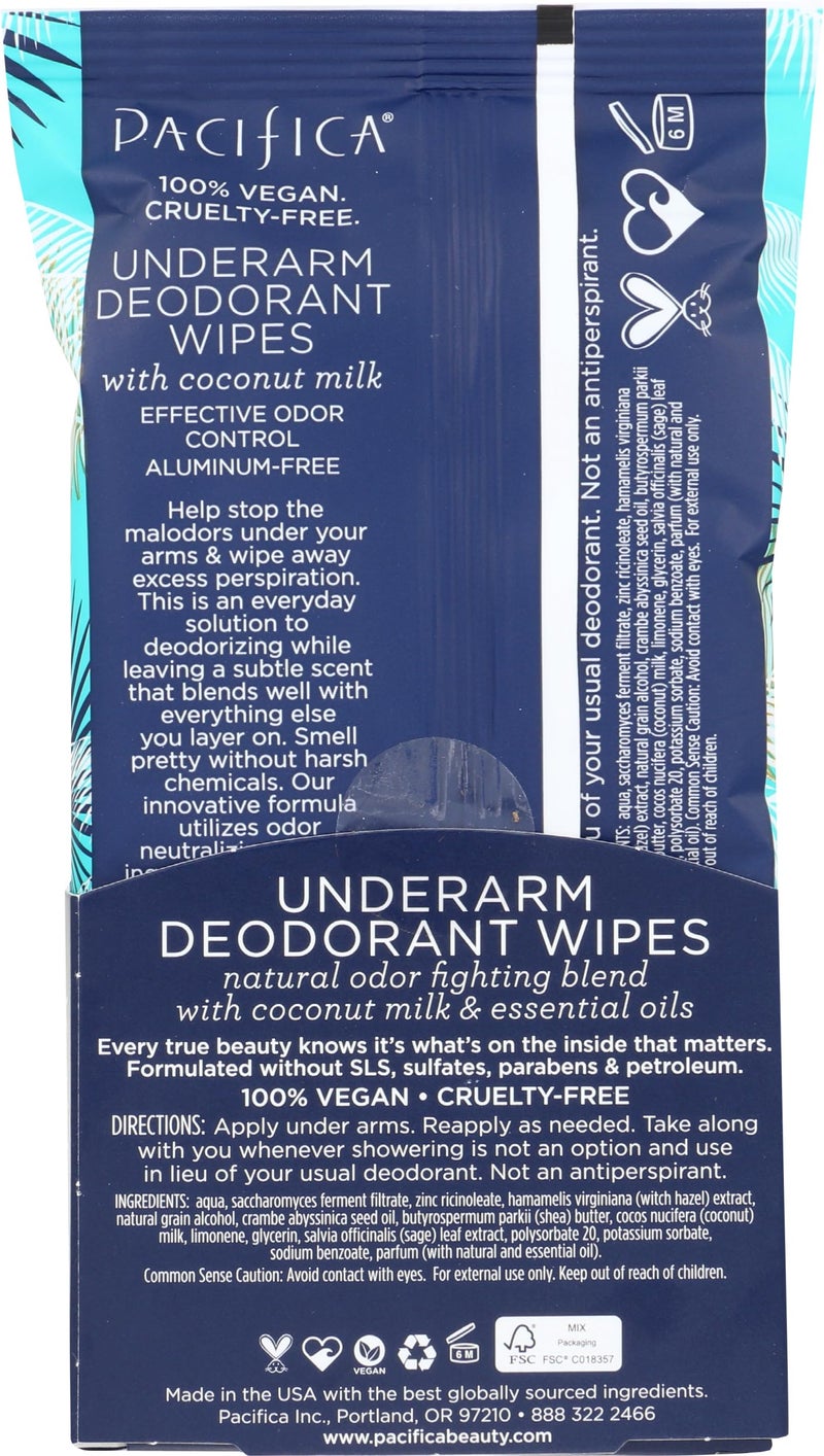 Pacifica Underarm Deodorant Wipes - Coconut Milk and Essencial Oil 30 Pc - Image 2