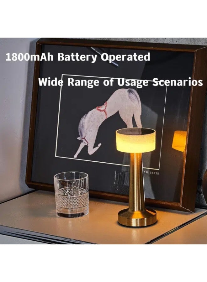 أباجورة طاولة LED محمول قابل لإعادة الشحن مع 3 خيارات للإضاءة (أبيض، أحمر، دافئ) ذهبي - Image 3