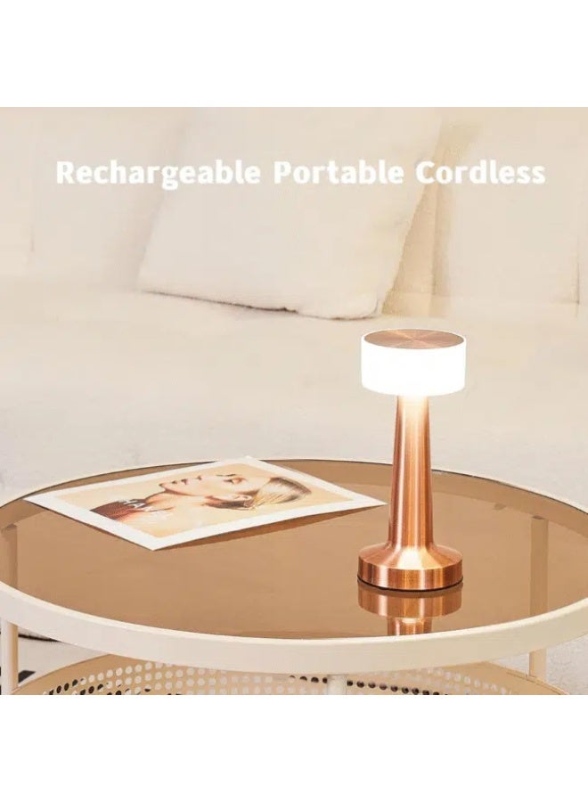 أباجورة طاولة LED محمول قابل لإعادة الشحن مع 3 خيارات للإضاءة (أبيض، أحمر، دافئ) ذهبي - Image 4